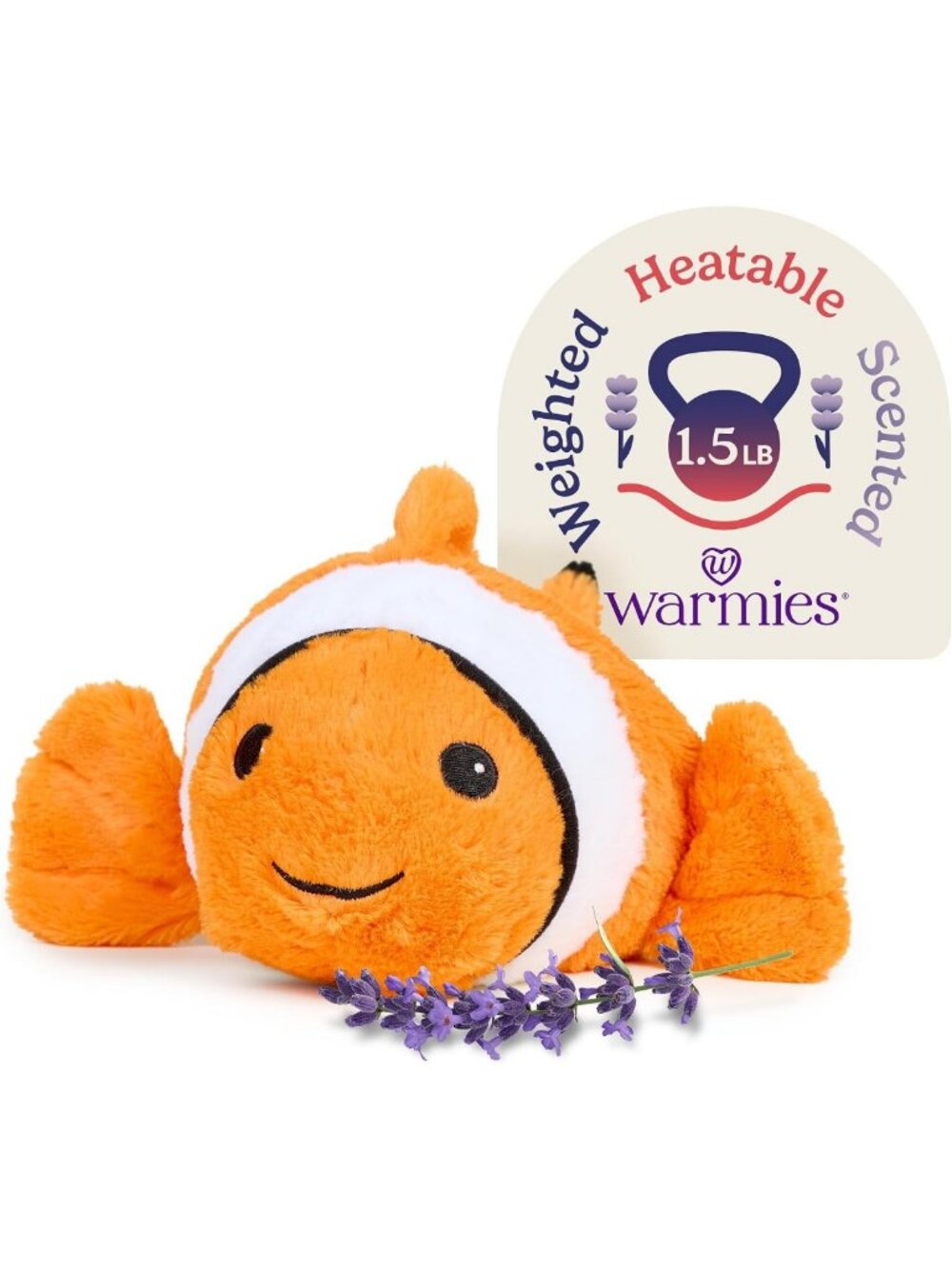 Cozy Microwavable Weighted Plush Clown Fish Stuffed Animal Toy for Relaxation